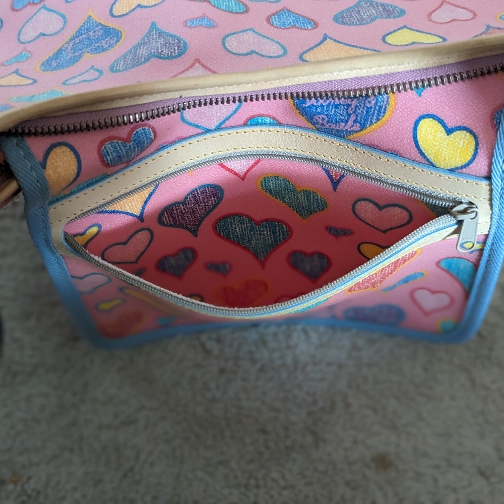 Vintage RARE pink multicolor hearts preloved Dooney & Bourke shoulder bag HTF - Picture 10 of 13